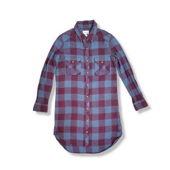 Aritzia Wilfred Free Veronika Plaid Flannel Button Down Dress Shirt Tunic XXS - Picture 9 of 12